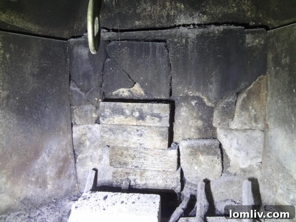 A fireplace that should not be lit due to improper setup