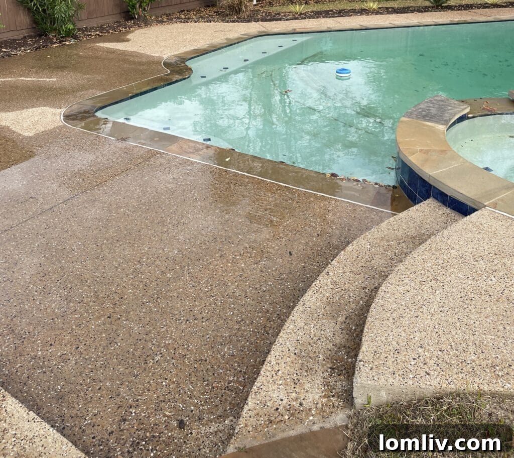Flooded pool turning into an ice rink due to neglected maintenance