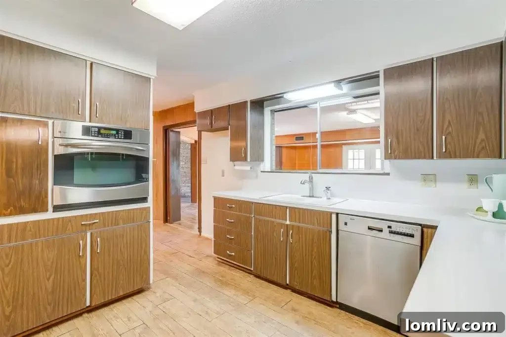 Close-up of stylish Formica countertops in a retro kitchen