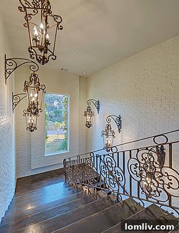 Elegant stairwell design within the luxury home