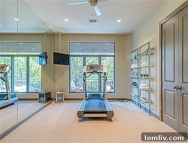 Well-equipped home exercise room for personal fitness