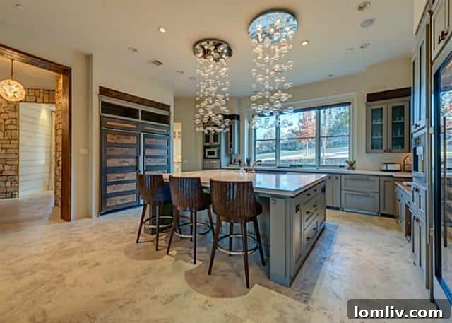 State-of-the-art gourmet kitchen with high-end appliances and custom cabinetry