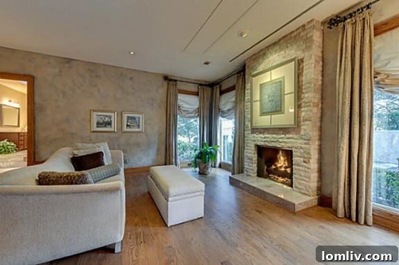 Master Bedroom Sitting Area Fireplace Dallas Luxury Home