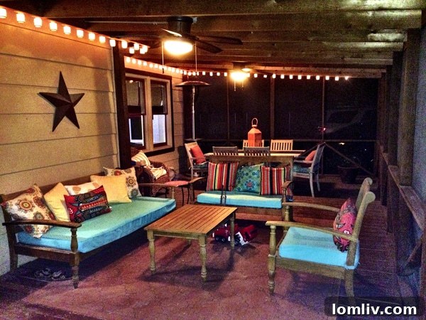 Tiffany Diederich's family enjoying their custom-designed screened back porch, a favorite spot in their East Dallas home.