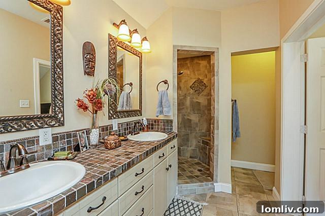 9906 El Patio Master Bathroom - Slate Tile, Double Sinks