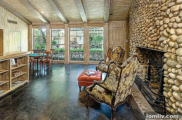 8601 Jourdan Way - Guest House Great Room with Rock Fireplace