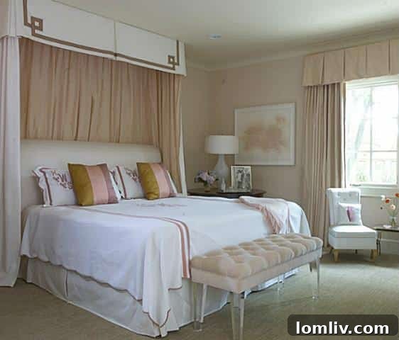 Elegant guest bedroom with ample space and natural light