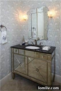 Chic powder room with sophisticated fixtures