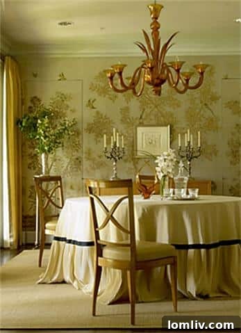 Dining room with elegant decor in Kimberly Schlegel Whitman's home