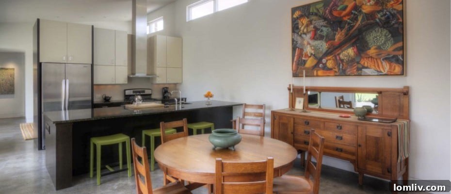 Albany TX's Distinctive Family Compound Near Art Prison Garners Wall Street Interest 15 Albany Modern Residence Dining Kitchen