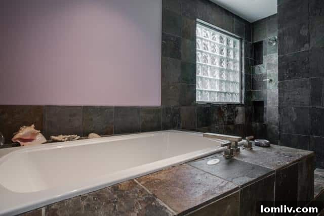 9623 Athlone Modern Master Bathroom Shower Area with Slate Tiles