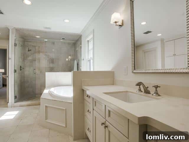 7525 Villanova Master Bath 2 - Honed Limestone and Marble Shower
