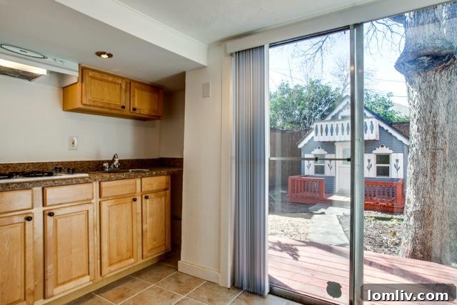 The functional kitchen within the guest house at 4826 Swiss Avenue.