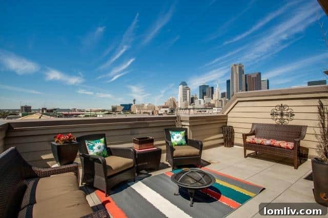 Panoramic views from the rooftop deck of a Dallas townhome