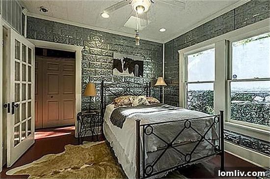 Second Bedroom with Unique Tin Ceiling