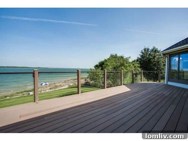 Upper Terrace Deck with Cable Railings and Lake View