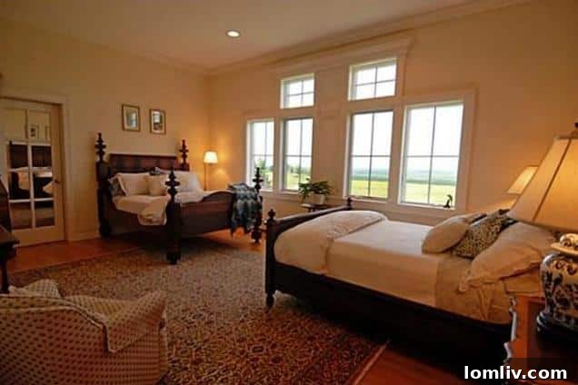 Luxurious master bedroom with scenic views in Rockport, Maine