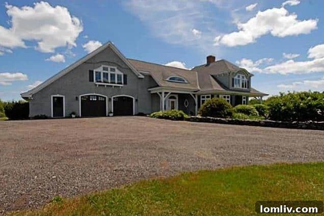 Spacious garage of a Rockport, Maine luxury estate