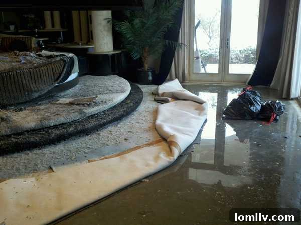 Final image detailing the impact of water intrusion within the mansion