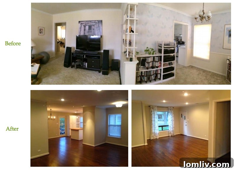 Living Room Before and After Renovation Midway Hollow