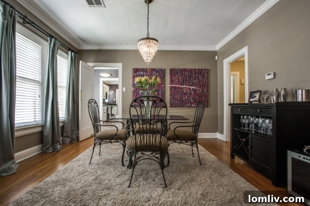 Interior view showcasing an arched doorway and a glimpse into another room, highlighting the home's original architectural details.