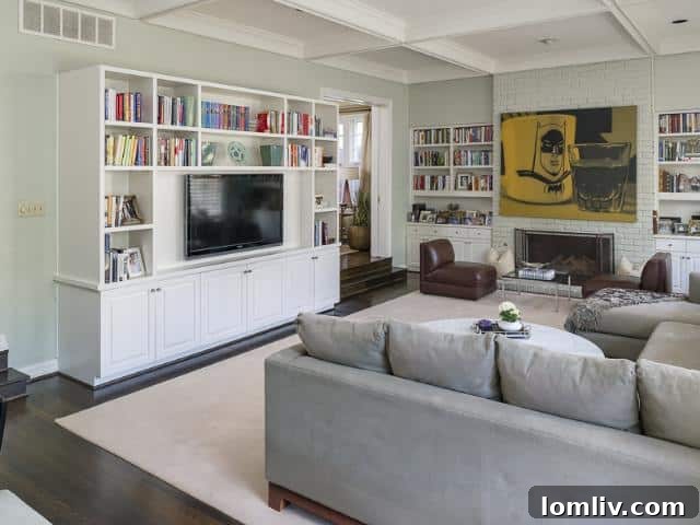 View of the serene garden courtyard from the interior living space