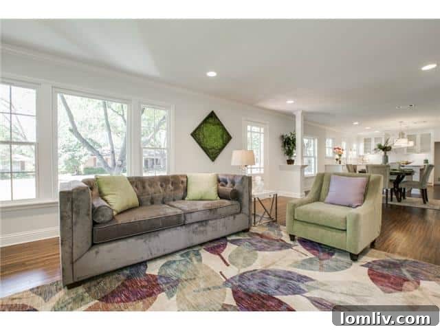 Another view of the elegant living area showcasing the open concept layout and tasteful decor.