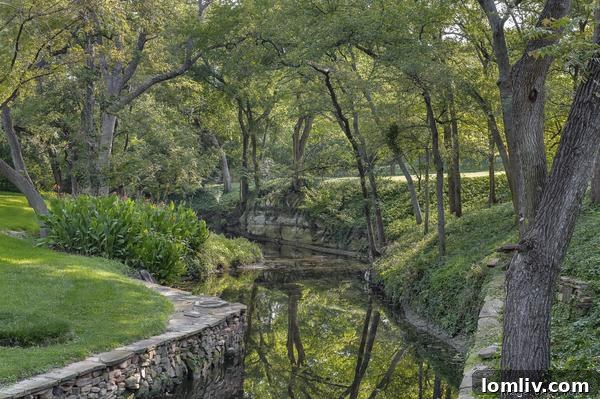 Stunning stone bridge over a serene pool at 4906 Park Lane