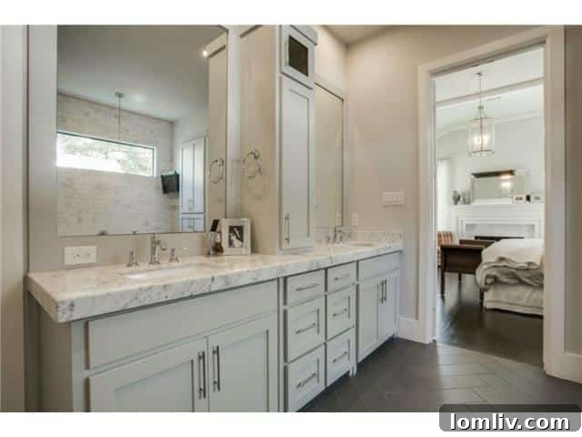 Modern Master Bath with Dual Vanities and Frameless Shower