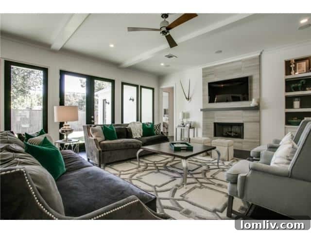 Spacious Living Area with Modern Farmhouse Decor