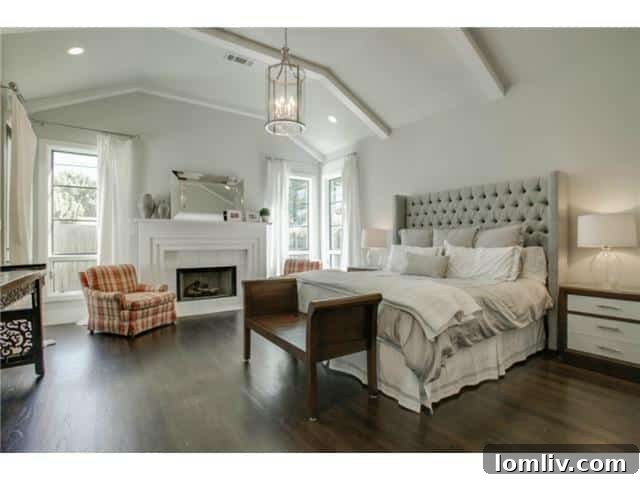Luxurious Master Bedroom with Fireplace and Built-ins
