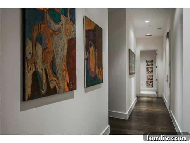 Elegant hallway leading to living areas in The House