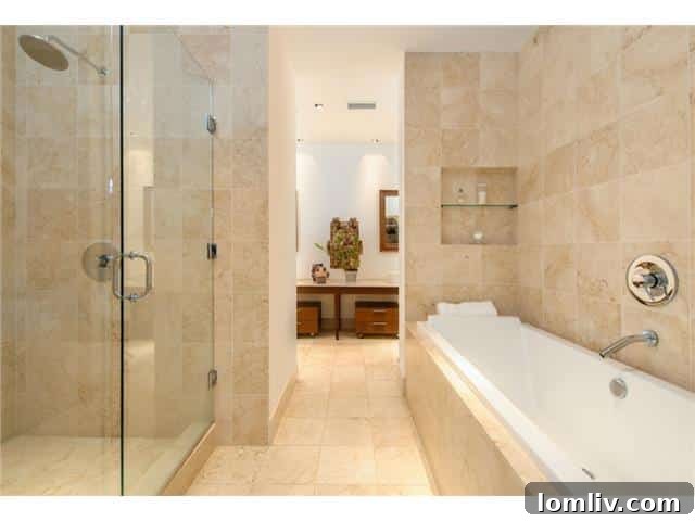 Luxurious master bathroom with designer fittings at The House