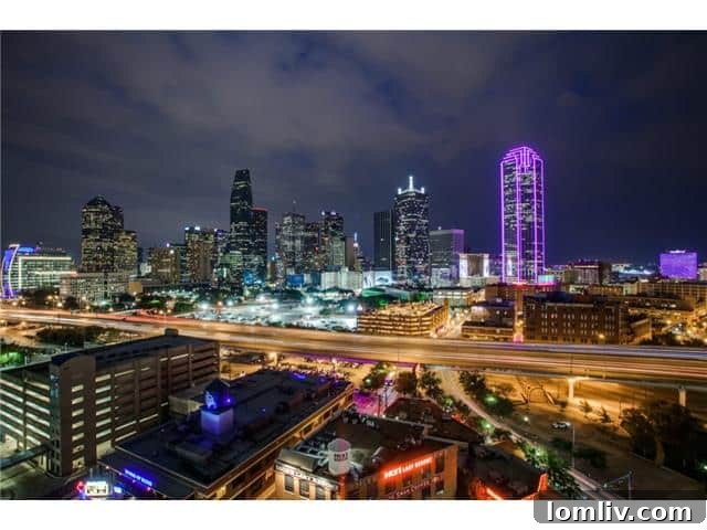 Iconic Dallas skyline from The House luxury condominiums