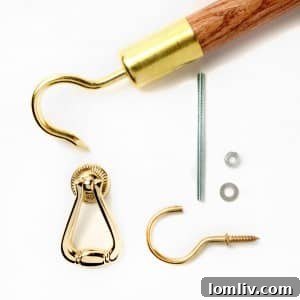 Attic Ease complete kit showing elegant pull ring, reach hook, and storage hook