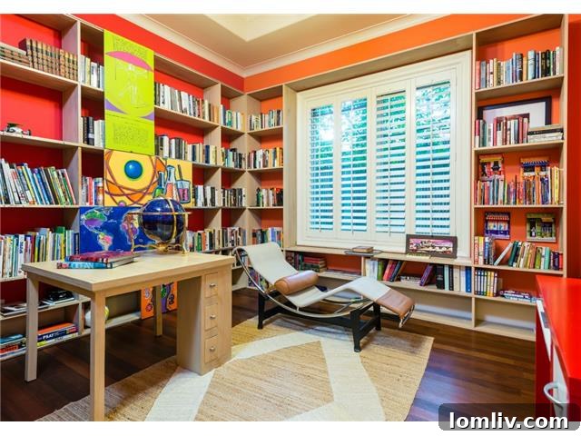 Cozy children's library with built-in bookshelves