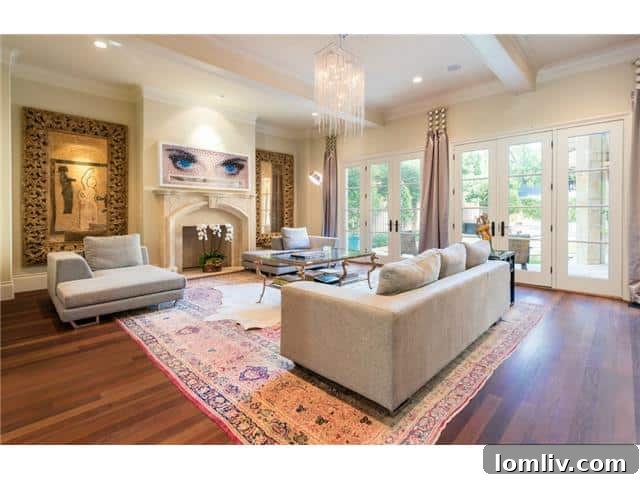 Luxurious living room with contemporary furnishings and ample natural light