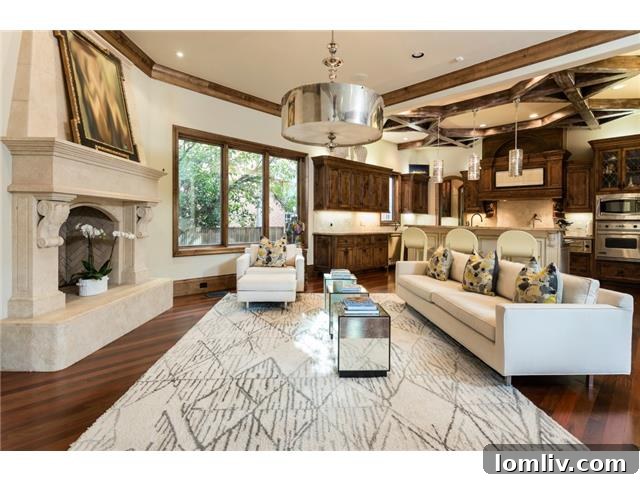 Comfortable family room with a fireplace