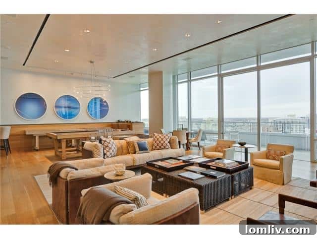 Spacious Family Room: Contemporary Comfort in W Residences Dallas Penthouse
