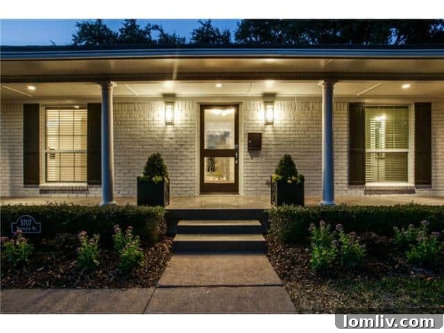 Meadowcrest Ranch Impeccable Transitional Style 3 Inviting Front Porch of the Remodeled Northaven Ranch Home