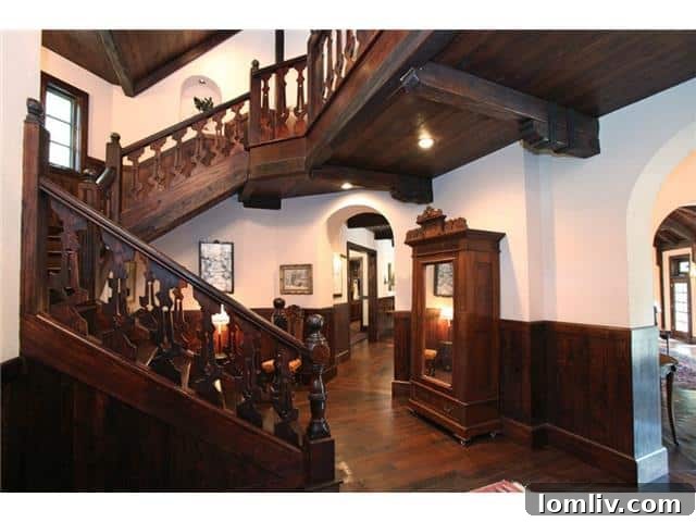 Stonebriar Manor - Dramatic Tudor Foyer with Oak Staircase