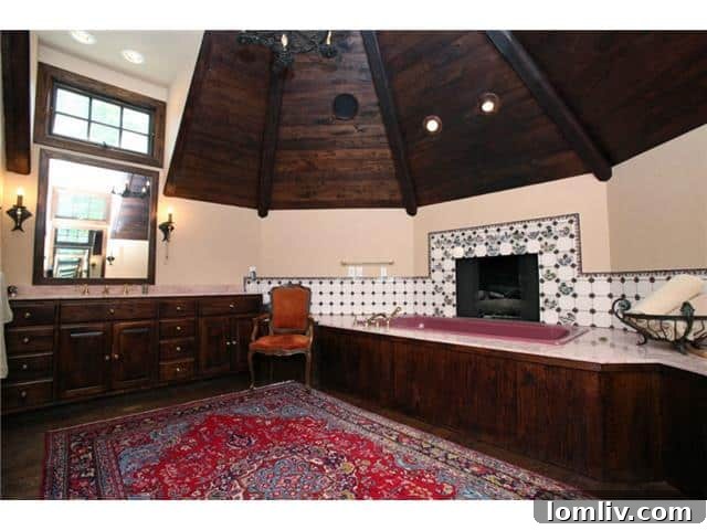 Stonebriar Manor - Luxurious Master Bathroom with Fireplace