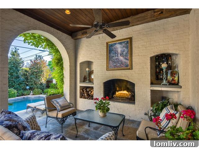 3141 Southwestern Blvd Back Porch with Fireplace - Covered Patio