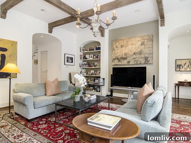 Inviting family room with modern chandelier at 4222 Manning Lane