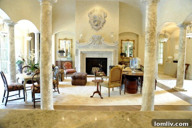 Barry Williams design: Sophisticated living room with rich colors and intricate details.