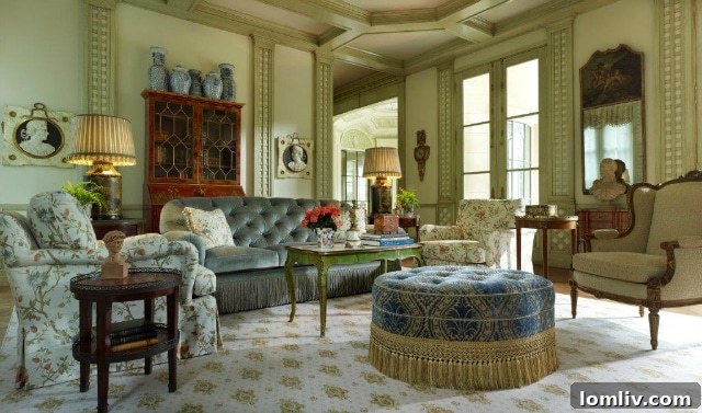 Opulent Barry Williams interior: Ornate entryway with decorative console and mirror.