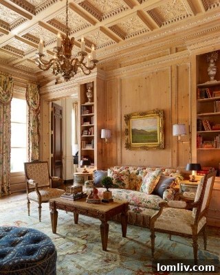 Interior by Barry Williams: Rich textures and antique decor in a refined space.