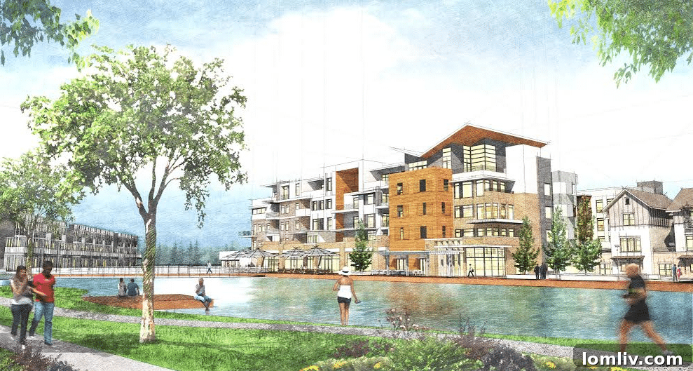 Artist rendering of Discovery at The Realm in Castle Hills, Lewisville, showcasing luxury apartments with modern design.