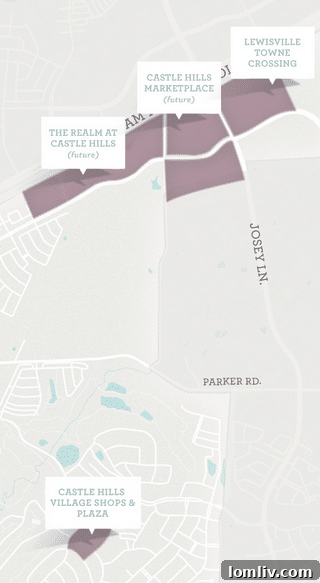 Master plan overview of the Castle Hills development, showing new and existing sections.