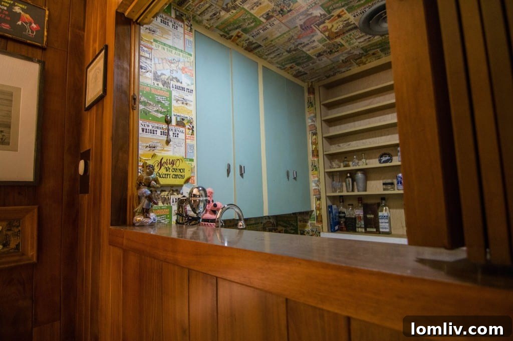 Another view of the sophisticated wet bar area, ready for guests